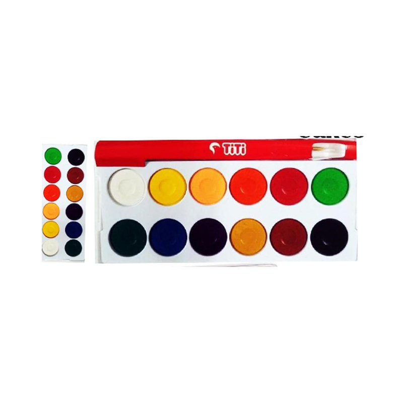 Picture of TiTi  Water Colour Cake 12 Solid Color Box with Paintbrush for Watercolor Painting