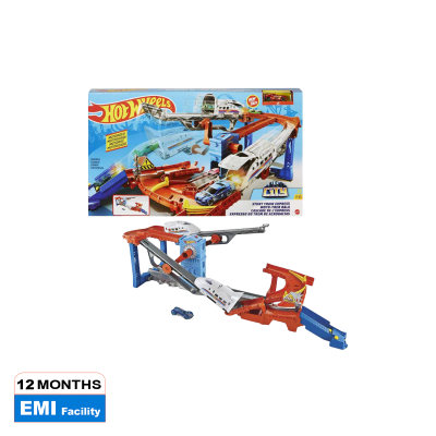 Picture of Hot Wheels City Stunt Train Express with Stunting Trains for Kids 4 to 8 Years Old GRW38