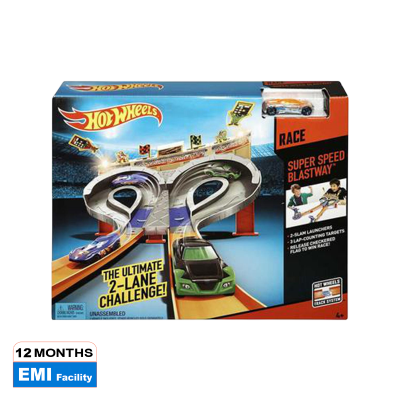 Picture of Hot Wheels Super Speed Blastway Track Set with 1 Car  Dual-Track Racing Connect to Other Sets for Kids -CDL49