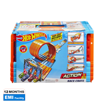 Picture of Hot Wheels Race Crate with 3 Stunts in 1 Set Portable Storage-GKT87