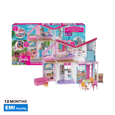 Picture of Barbie Malibu House Playset - 2-Storey House with 6 Transforming Rooms - 25+ Furniture, Patio Fence & Accessory Pieces - 2' Wide For Kids-FXG57
