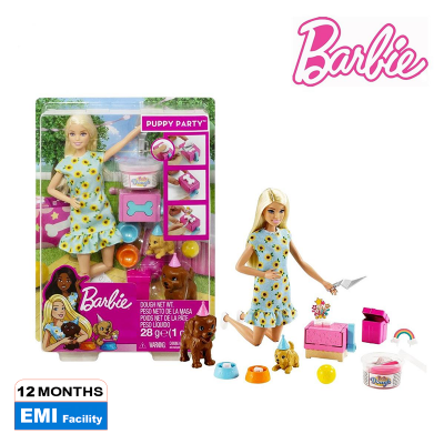 Picture of Barbie Pet Party Doll And Playset with 2 Pet Pets, Dough, Cake Pan Accessories For kids-GXV75