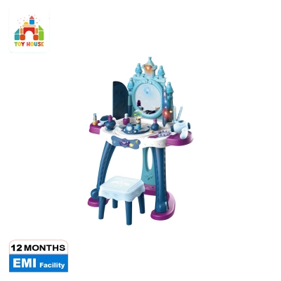 Picture of 35 pcs Girls pretend play dressing table toy set with makeup kits and many more accessories automatic door open by sensor light and music