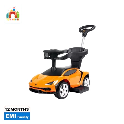 Picture of 3 in 1 Kids Ride on Car Push & Pull Lamborghini Centenario with Multifunctional Parental Handle Bar & Music Perfect Gift for Children - baby car