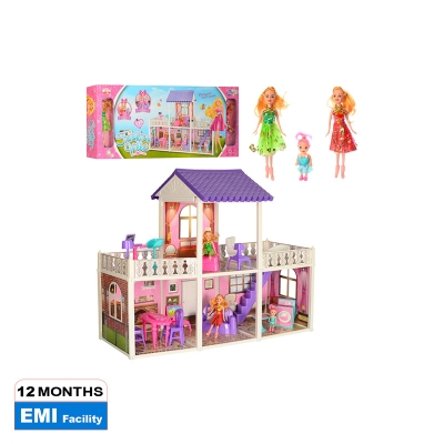 Picture of Fashion Villa Barbie Doll House Two Story Doll house with 3 Dolls & Furniture Gift for Girl Big Size
