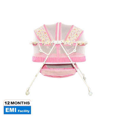 Picture of Customized Rocking Bassinet with 4 Wheels, Lower Lace, and Mosquito Net for Infants