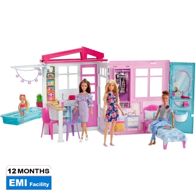 Picture of Original Mattel Barbie House Fully Furnished Kitchen, Bedroom, Bathroom, Pools With Doll