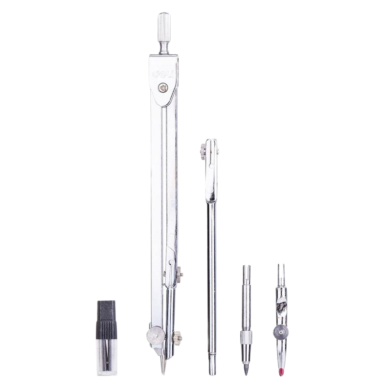 Picture of Deli E8604 Metal 5PCS Compass W/Pencil Leads Ink Drawer - Silver