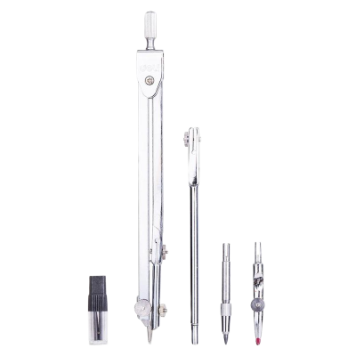 Picture of Deli E8604 Metal 5PCS Compass W/Pencil Leads Ink Drawer - Silver