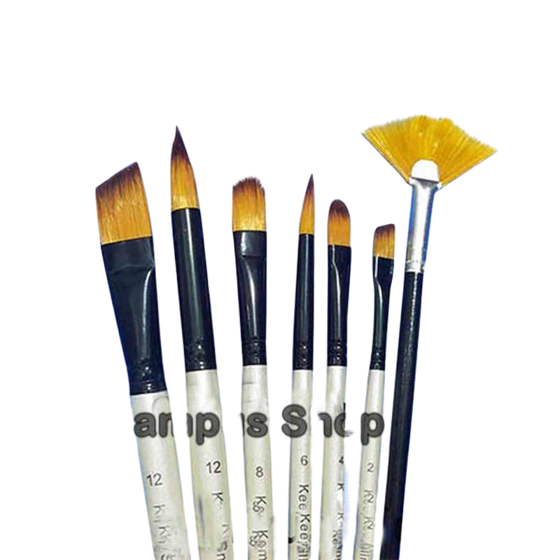 Picture of Campus Shop Paint Brush Set, 7 Piece Nylon Hair Artist Brushes, Paint Brush Suits Watercolor, Acrylics and Oil Painting, Blue