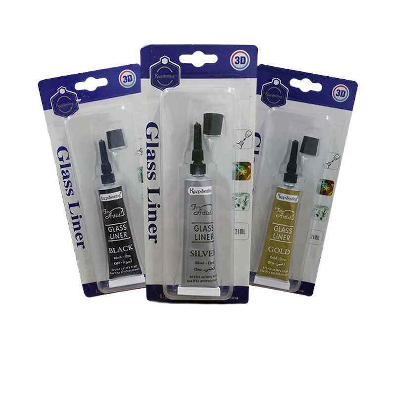 Picture of গ্লাস পেইন্টিং জন্য smiling 3d গ্লাস লাইনার 21ml কালো, রূপালী, স্বর্ণের রাখুন - colour