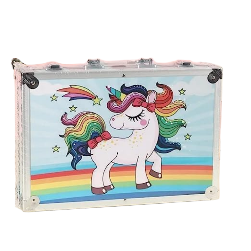 Picture of 45Pcs Professional Art Set- Drawing Painting Sketching Colouring Set- All In 1 Art Set -Oil Pastels, Colour Pencils & Pens, Water Colours & More- Unicorn Design Aluminium Case