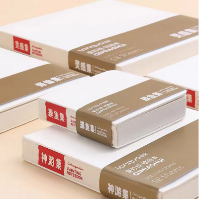 Picture of Languo 58 Sheets Drawing Notebook Thick Paper Sketchbook Portable Watercolor Book Gouache Notepad Art Supplies Stationery (80mmx80mm)
