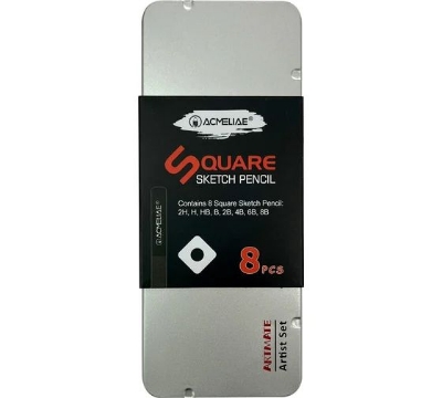 Picture of ACMELIAE 8pcs.H, 2H,HB,2B,4B,6B,8B,8B Pencil Wirth  metal box