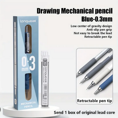 Picture of LANGUO P360-1 Soft Grip Metal Mechanical Pencil 0.3mm 2B Low Gravity Drawing Pencil Set with Leads