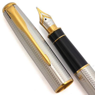 Picture of Parker Sonnet Fountain Pen (1993) - Cascade Silver GT, C/C, Medium Nib (Near Mint, Works Well)