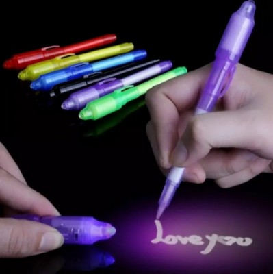 Picture of Luminous Light Pen Invisible Ink Magic UV Light Money Detector Pen 2 In 1 Combo Purple Light Drawing Learning Education For Kids