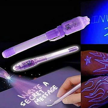 Picture of Luminous Light Pen Invisible Ink Magic UV Light Money Detector Pen 2 In 1 Combo Purple Light Drawing Learning Education For Kids
