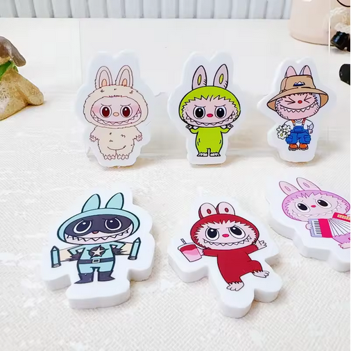 Picture of Cute Labubu  Pencil Eraser Stationery Cute Fun Cartoon Rubber Pencil Eraser Wipe Clean Without Leaving A Mark for Students (Pack of 5 pcs)