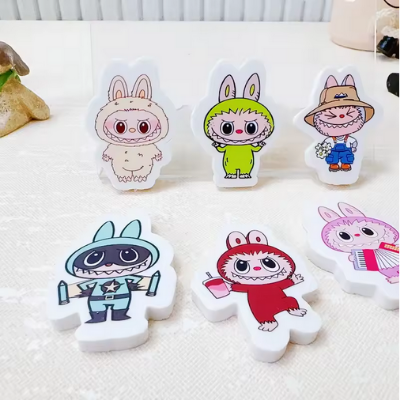 Picture of Cute Labubu  Pencil Eraser Stationery Cute Fun Cartoon Rubber Pencil Eraser Wipe Clean Without Leaving A Mark for Students (Pack of 5 pcs)
