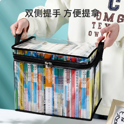 Picture of Pvc Book Storage Box Student Classroom Home Dustproof and Waterproof Transparent Foldableable Bag Old Book Organization Artifact