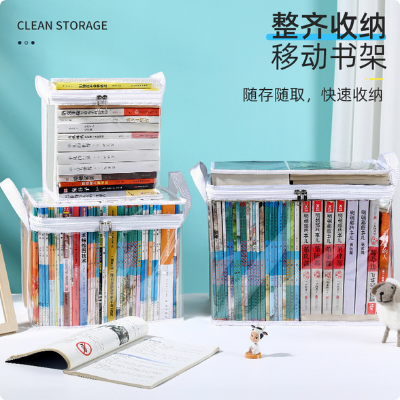 Picture of Pvc Book Storage Box Student Classroom Home Dustproof and Waterproof Transparent Foldableable Bag Old Book Organization Artifact