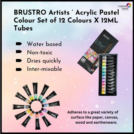 Picture of BRUSTRO Artists ’ Acrylic Pastel Colour Set of 12 Colours X 12ML Tubes