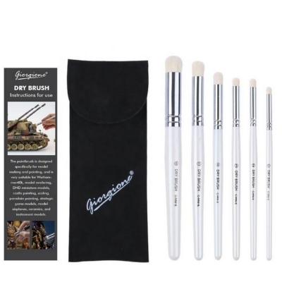 Picture of Giorgione 6-Piece Dry Paint Brush Set Handmade Model Wooden Handle with Wool Hair for Garage Kit Ceramic