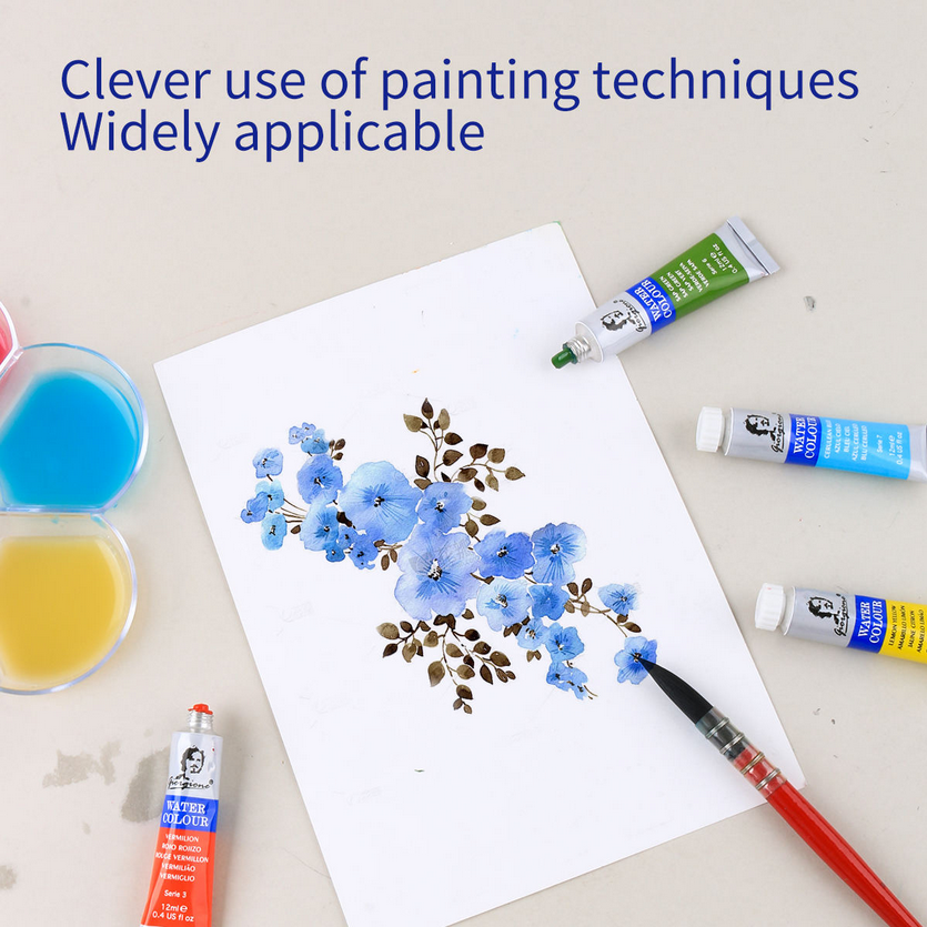 Picture of Giorgione 12ml Watercolor Art Paints Set 12 Colors in Durable Water Colour Tubes for Artist Student Canvas Glass Painting