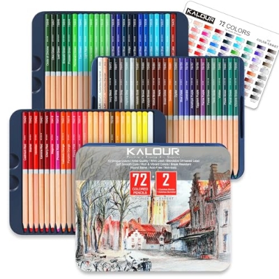 Picture of Kalour Professional 72+2 Set of Colored Pencils With Colourless Burnisher and Blender Pencils