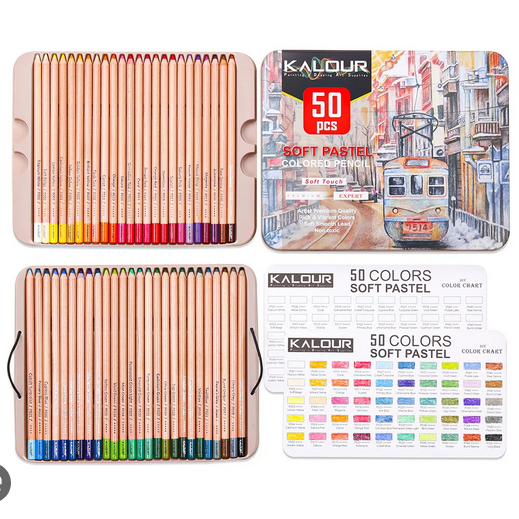 Picture of KALOUR 50 Piece Professional Soft Pastel Colored Pencil Wood Skin Tints Pastel Colored Pencils For Artist Coloring Art Supplies