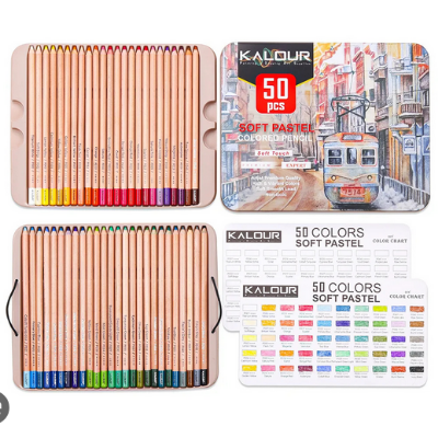 Picture of KALOUR 50 Piece Professional Soft Pastel Colored Pencil Wood Skin Tints Pastel Colored Pencils For Artist Coloring Art Supplies