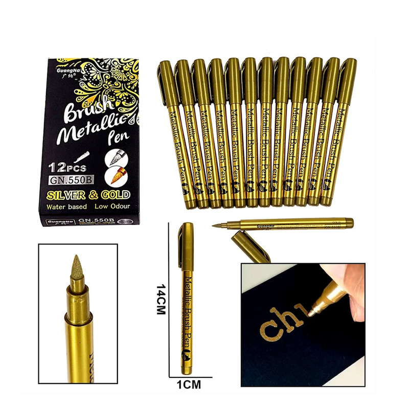 Picture of METTTALIC BRUSH PEN GOLD / SILVER  WATER BASED LOW ODOUR