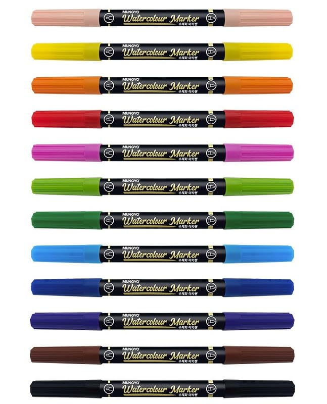 Picture of Mungyo Watercolor Twin Tip Pen Set of 12 Multicolor Colors