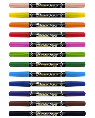 Picture of Mungyo Watercolor Twin Tip Pen Set of 12 Multicolor Colors