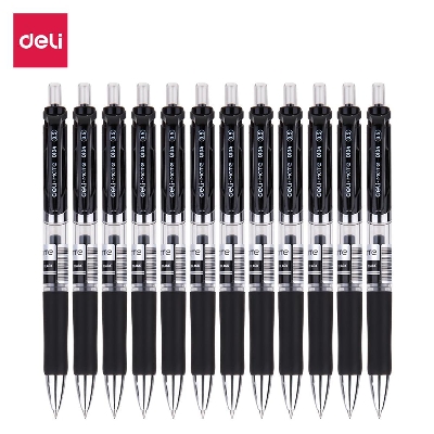 Picture of Deli EQ10420 Gel Pen Spring Tip (Black) 12 PCS