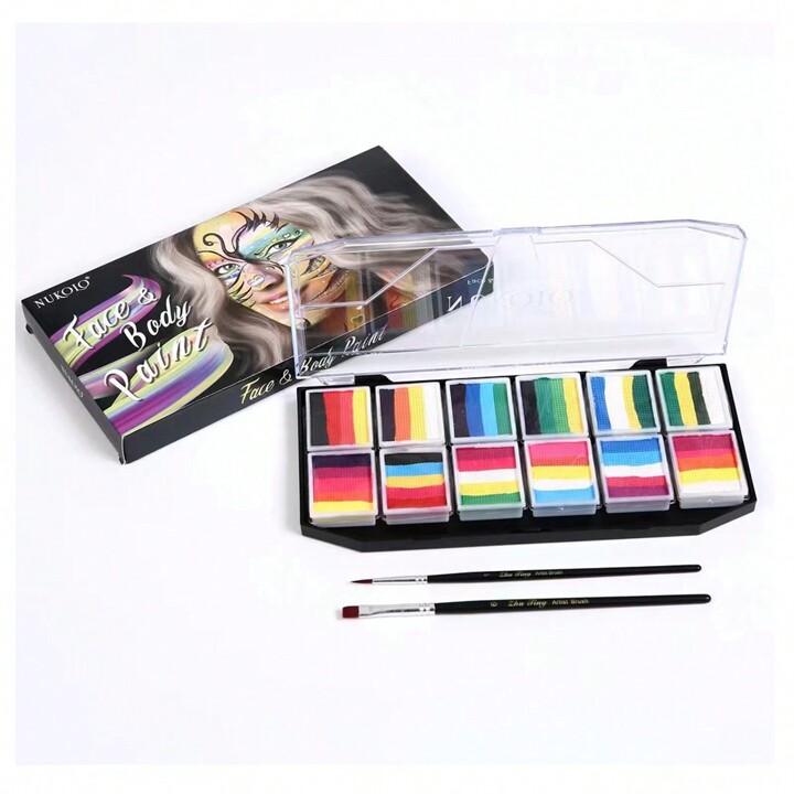Picture of NUKOLO 12 Grid Rainbow Color Water-Soluble Face Paint Palette, , Quick-Drying, Washable