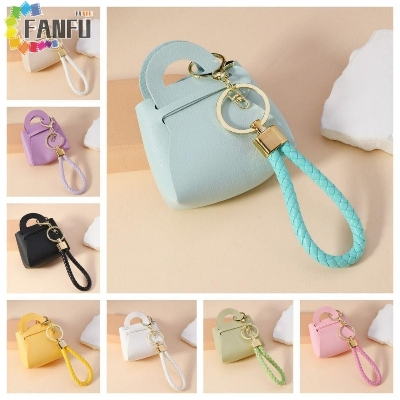 Picture of Adorable Leather Mini Bag Keyring Kawaii Handheld Change Purse Key Chain Cute Candy Color Little Coin Purse Keychain (Random color)
