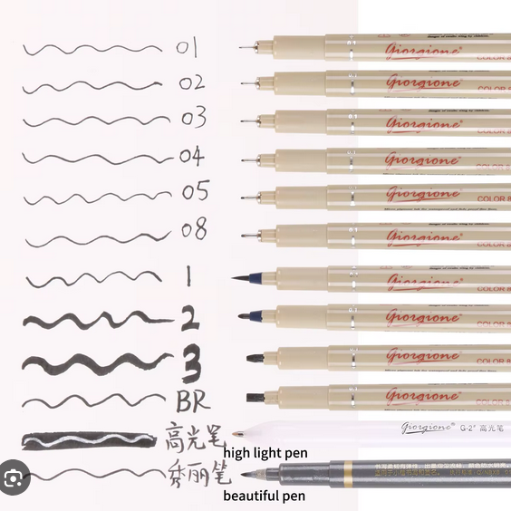 Picture of Giorgione 12 pcs Fine Liner Water Based Ink Black Fineliner Marker Pen Set Fineliner Marker Pens Set