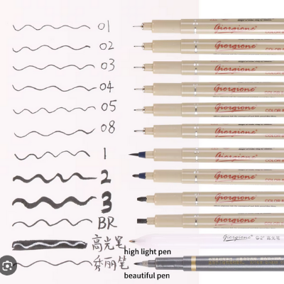 Picture of Giorgione 12 pcs Fine Liner Water Based Ink Black Fineliner Marker Pen Set Fineliner Marker Pens Set