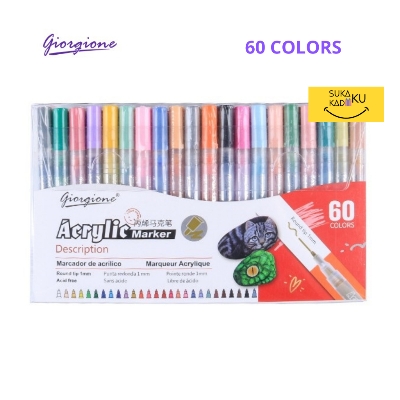 Picture of Giorgione  Acrylic Marker 1mm Round Tip DIY Metallic Marker Pen Set Fast Dry Erase Press Design Acrylic Paint Marker Pens 60 shade