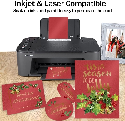 Picture of 10 Sheets Red Metallic Shimmer Cardstock Paper,A4 Size Sheets for Halloween, Invitations, Scrapbooking, Crafts, Graduations