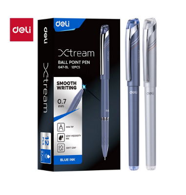 Picture of Deli EQ47-BL Ballpoint Pen Blue 12 Pcs pack