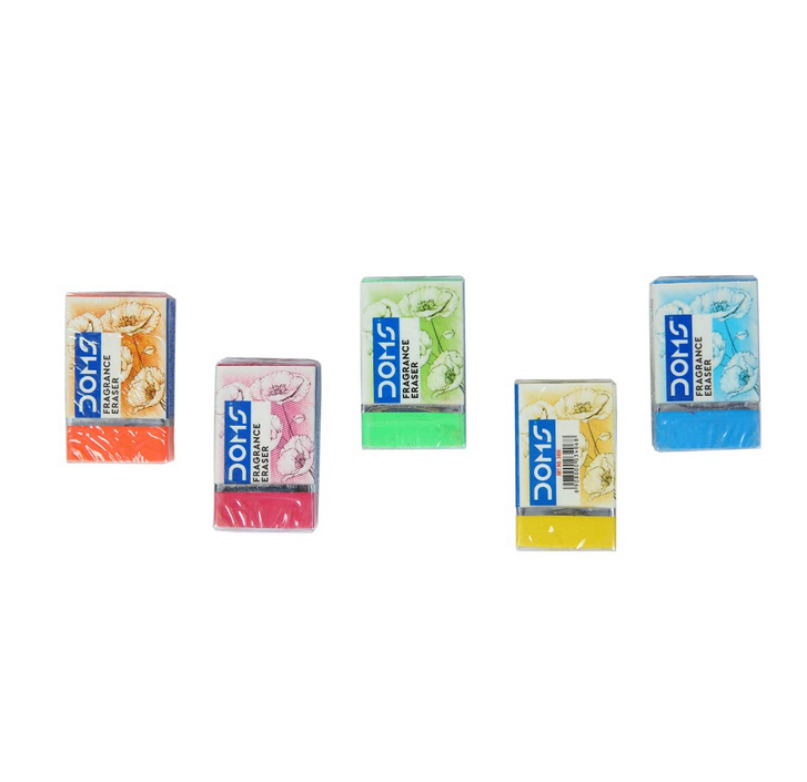 Picture of Doms Non-Toxic Fragrance Erasers Set | For Clean & Clear Erasing | Stationery Gift Item For Kids & Students | Playful Body Colors | Pack of 5 Pieces