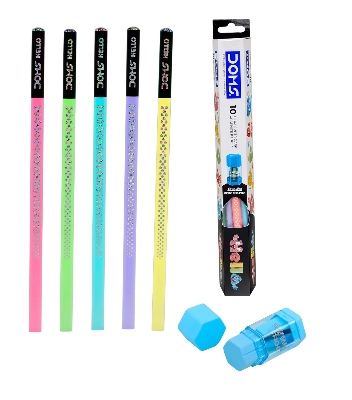 Picture of Doms Hello X-Tra Dark Pencil with Free Erasner (Erase + Sharp)