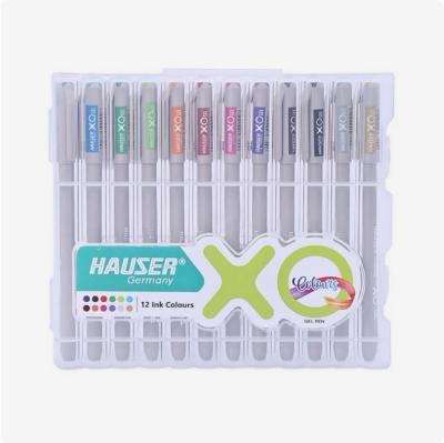 Picture of HAUSER XO Multicolor Gel Pen with Hard Box Case | Pack of 12 Pens