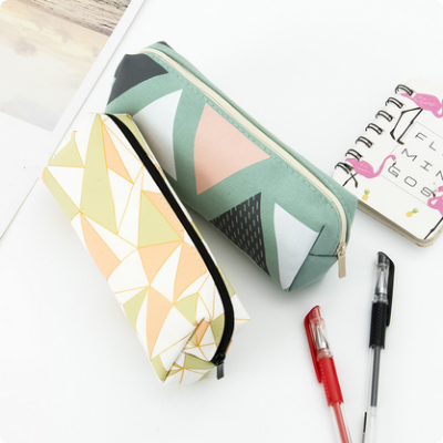 Picture of Korean style stationery pencil case storage bag geometric series student pencil case canvas large capacity pencil case pencil case customization