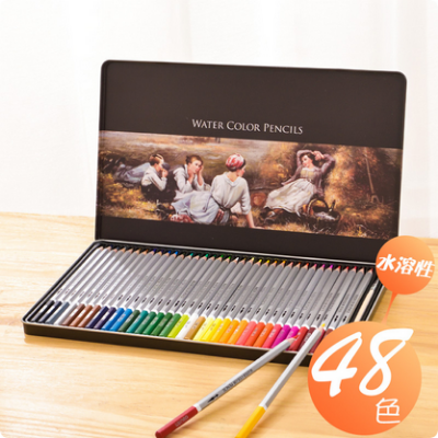 Picture of Deli 6523 Premium Water Color Pencil With Iron Box 48 Color