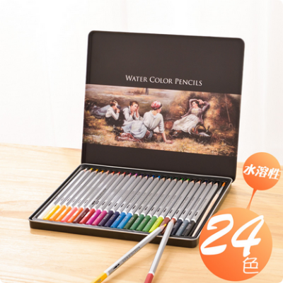 Picture of Deli 6521 Premium Water Color Pencil With Iron Box 24 Color