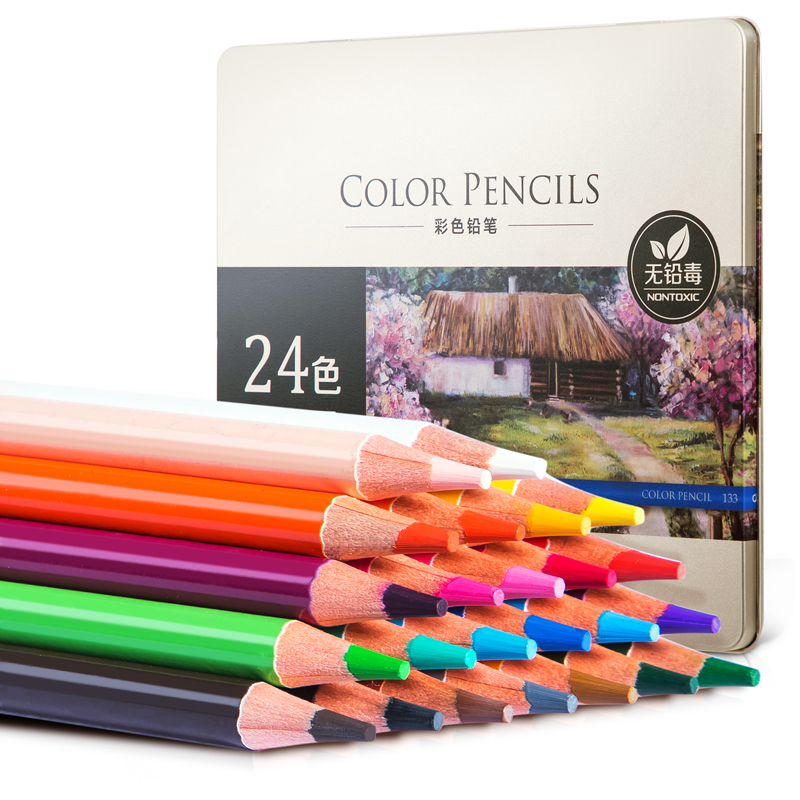 Picture of Deli 6565 color lead color pencil iron box 24 Color